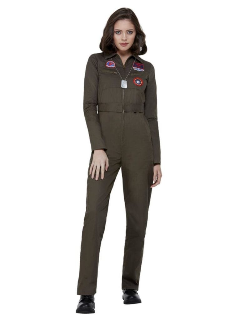 Top Gun Costume Jumpsuit 1980s 80s Military Ladies Pilot Aviator ...