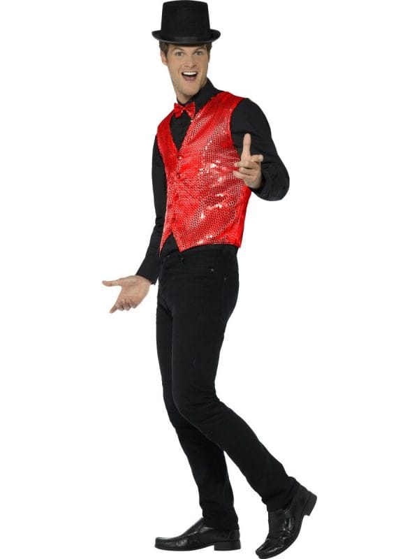 Red Sequin Waistcoat Vest Dance 20s Mardi Gras Ringmaster Magician - image 46960_s-600x800 on https://www.abracadabrafancydress.com.au