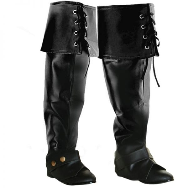 Boot Covers Pirate Black Lace Up Bootcovers - image LE3251BK-600x600 on https://www.abracadabrafancydress.com.au