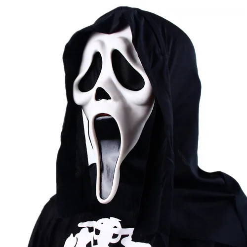 Scream Ghost Face Deluxe Mask with Hood Latex Face Halloween - image X24057-2 on https://www.abracadabrafancydress.com.au