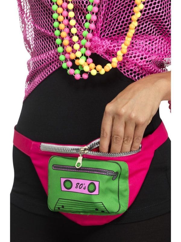 80s Neon Iridescent Bum Bag Bumbag Fanny Pack Travel Waist Money Belt Costume Accessory - image 44650-600x800 on https://www.abracadabrafancydress.com.au