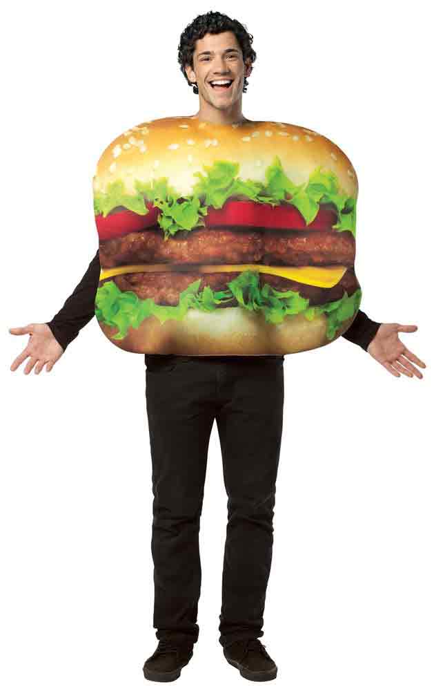 Burger Man Costume Hamburger Stag Night Fast Food Buck's Fancy Dress ...