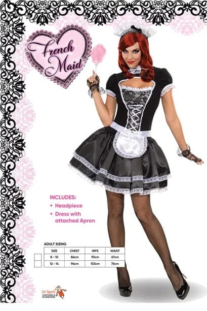 Sexy French Maid Costume Waitress - image 555-1 on https://www.abracadabrafancydress.com.au