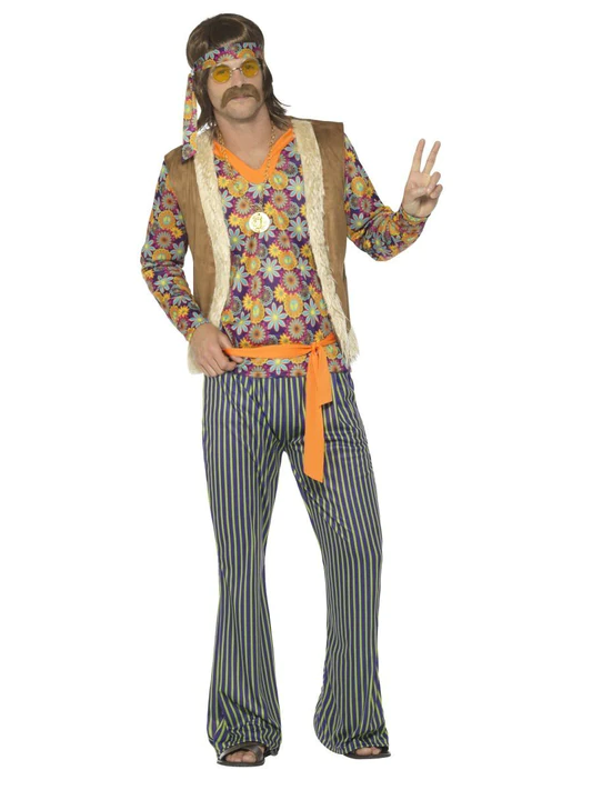 Singer Sonny Hippie Costume Hippy Retro 60s 70s Disco Fancy Dress Woodstock - image  on https://www.abracadabrafancydress.com.au