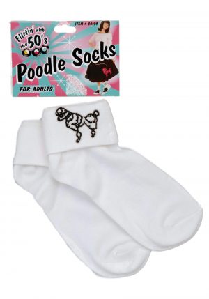 50's White Anklet Socks with Black Poodle - image poodle-socks-300x429 on https://www.abracadabrafancydress.com.au