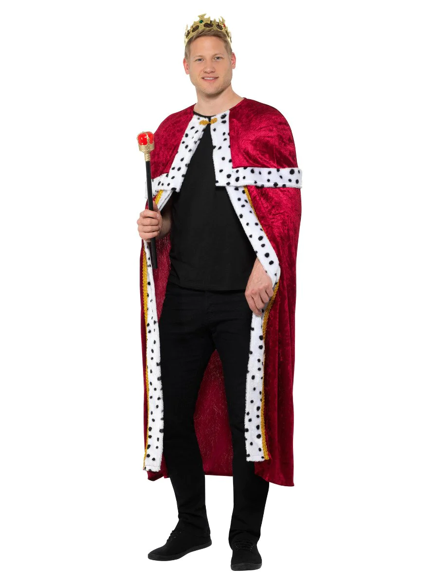 King Queen Red Robe Gown Cape Costume Cloak Royalty Prince Crown ...
