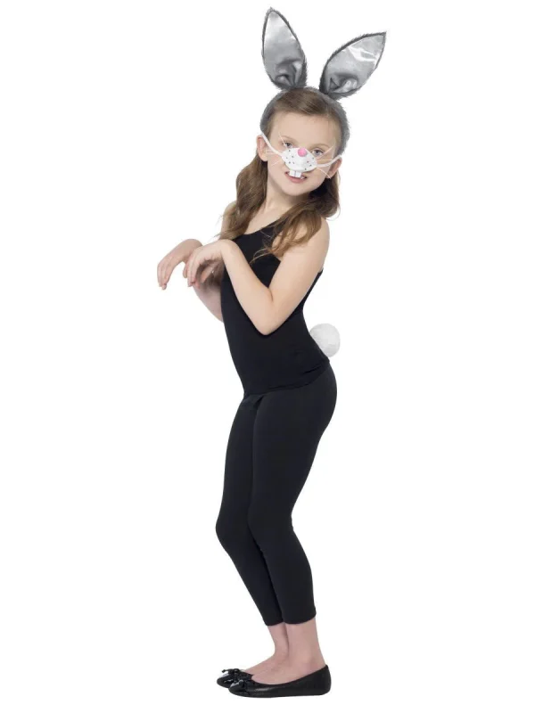 Bunny Rabbit Set Grey Hare Tail Ears Nose Animal Kit Bugs Bunny - image  on https://www.abracadabrafancydress.com.au