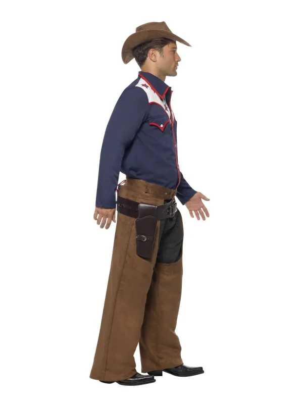 Rodeo Cowboy Costume Chaps Shirt Hat Wild West Western Gunslinger - image  on https://www.abracadabrafancydress.com.au