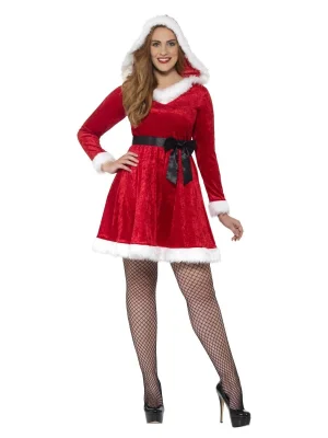 Curves Miss Mrs Claus Santa Costume Hooded Red Dress Christmas Xmas - image  on https://www.abracadabrafancydress.com.au