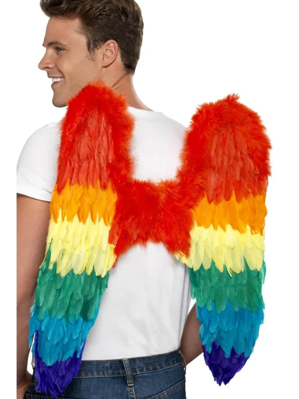 Wings Angel Rainbow Feathered Large 60cm x 60cm - image  on https://www.abracadabrafancydress.com.au
