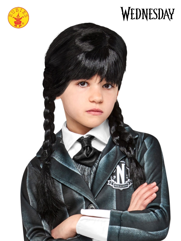 Wednesday Addams Wig Adams Child Girls Long Black Plaits Braids Costume ...