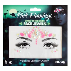 Moon Glow Face Jewels Intense Pink Glow In The Dark UV Festival - image  on https://www.abracadabrafancydress.com.au