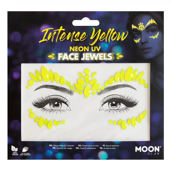 Moon Glow Face Jewels Intense Yellow Glow In The Dark UV Festival - image  on https://www.abracadabrafancydress.com.au