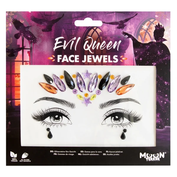 Moon Terror Face Jewels Evil Queen Halloween Gems Rave Festival - image  on https://www.abracadabrafancydress.com.au