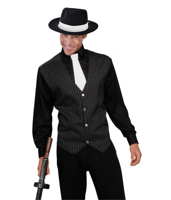 1920’s Gangster Men’s Pinstripe Costume Shirt with Tie Mobster Al Capone Mafia - image d21040_2-600x703 on https://www.abracadabrafancydress.com.au
