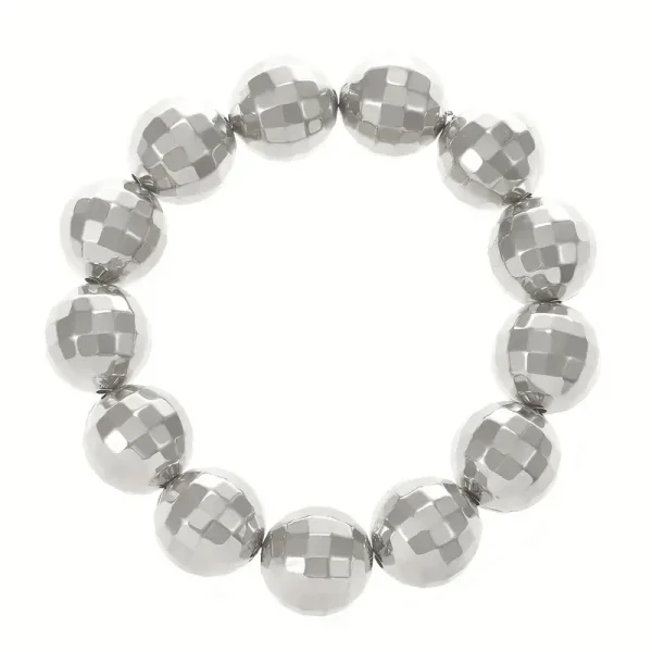 Disco Mirror Ball Bracelet Silver Retro Rave 70s 1970's Costume Jewellery - image  on https://www.abracadabrafancydress.com.au