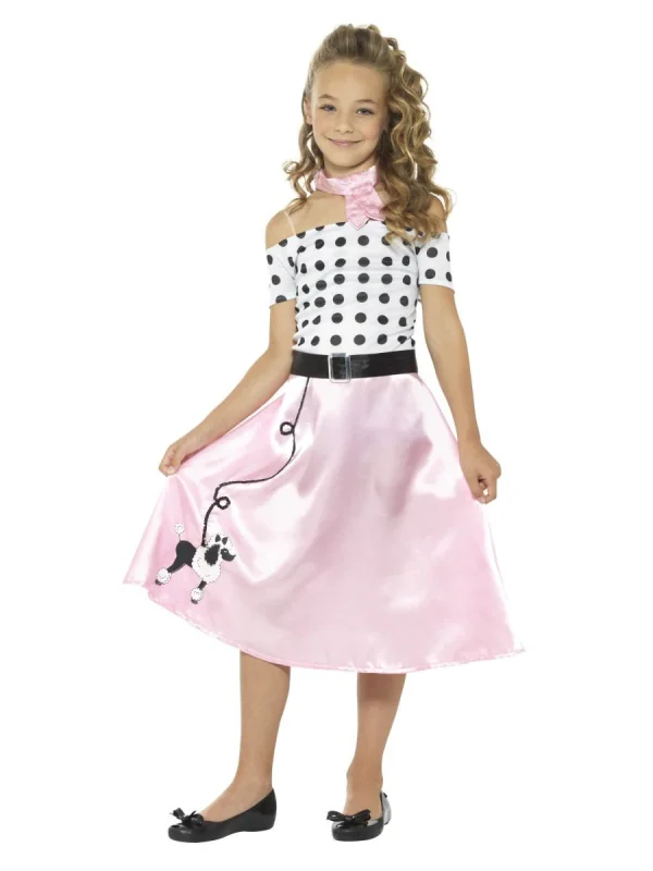 Girls 50s Poodle Girl Costume Kids Rock n Roll Retro 1950s - image  on https://www.abracadabrafancydress.com.au