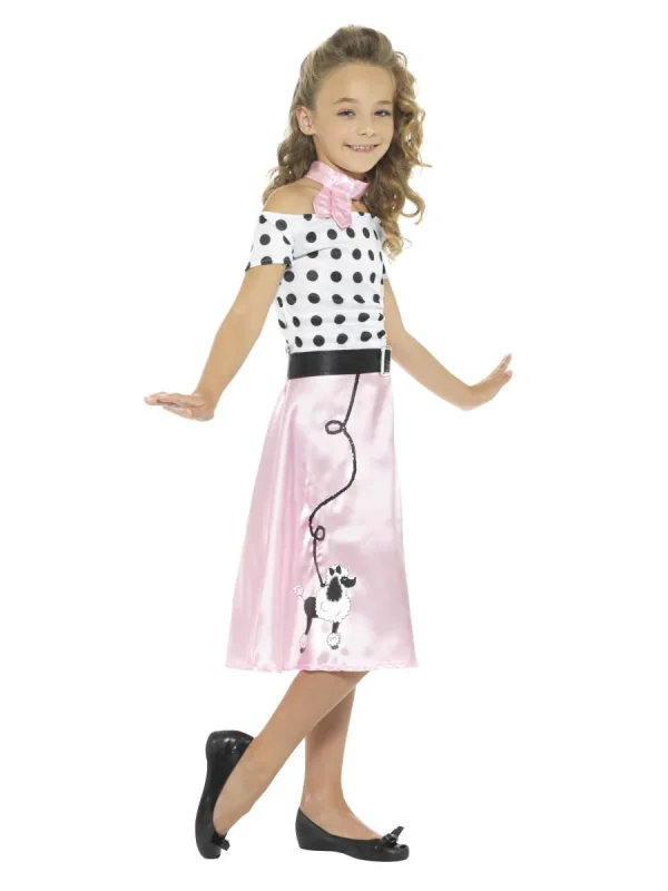 Girls 50s Poodle Girl Costume Kids Rock n Roll Retro 1950s - image  on https://www.abracadabrafancydress.com.au