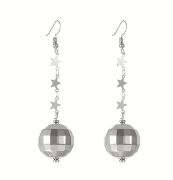 Disco Mirror Ball Earrings Silver Retro Rave 70s 1970’s Costume Jewellery - image IMG_9713-600x625 on https://www.abracadabrafancydress.com.au