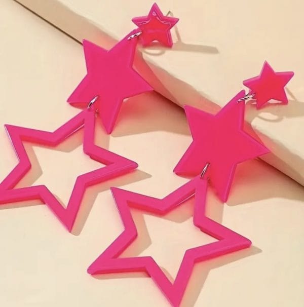Star Earrings Neon Pink 1980’s Pierced Earrings Costume Jewellery 80's - image IMG_9715-600x606 on https://www.abracadabrafancydress.com.au