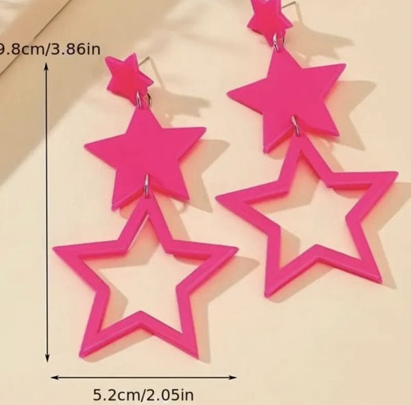 Star Earrings Neon Pink 1980’s Pierced Earrings Costume Jewellery 80's - image IMG_9716-600x592 on https://www.abracadabrafancydress.com.au