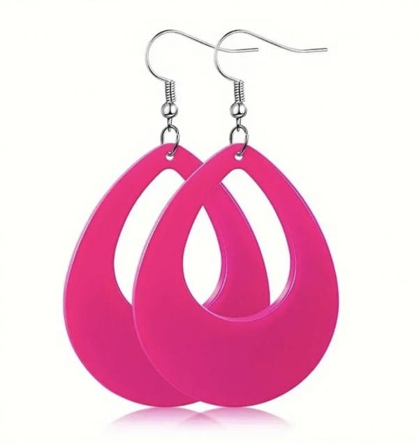 Droplet Earrings Neon Fluro Pink 1980’s Pierced Earrings Costume Jewellery 80's - image IMG_9723-600x635 on https://www.abracadabrafancydress.com.au