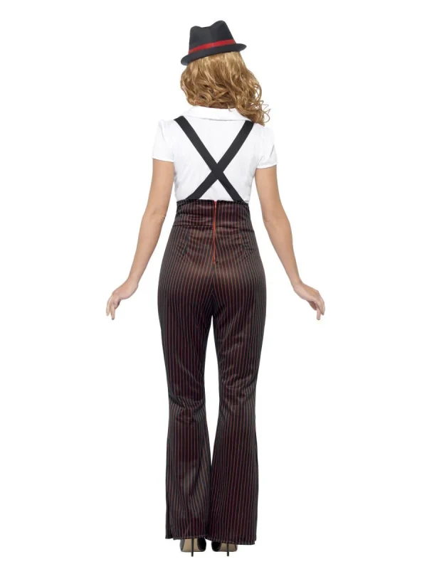 Glam Gangster Moll Costume 1920s Razzle Pinstripe Mob Mafia Boss Bonnie - image  on https://www.abracadabrafancydress.com.au