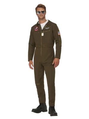 Top Gun Costume Jumpsuit 1980s Aviator Flight Pilot Fighter Maverick 2022 - image  on https://www.abracadabrafancydress.com.au