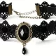 Gothic Black Lace Choker Collar Pendant Rhinestone Chain Steam Punk Necklace - image  on https://www.abracadabrafancydress.com.au