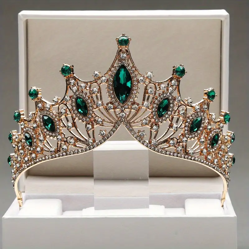 Princess Queen Royal Style Tiara Beautiful Rhinestone Crown Party Wedding Baroque Style Prom Stage Performance Accessories - image  on https://www.abracadabrafancydress.com.au