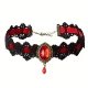 Gothic Black Lace Choker Collar Pendant Rhinestone Chain Steam Punk Necklace - image  on https://www.abracadabrafancydress.com.au