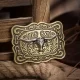 Western Cowboy Bronze Belt Buckle Long Horn Texas Bull Metal Alloy Buckles - image  on https://www.abracadabrafancydress.com.au