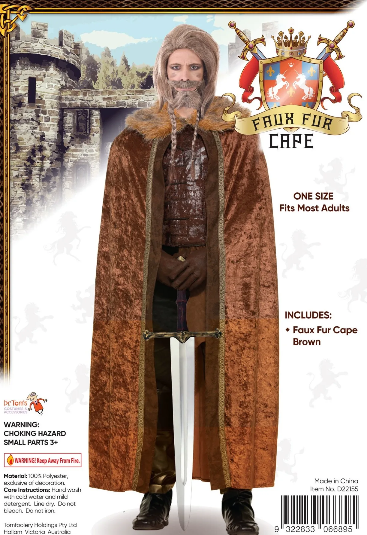 Brown Fur Velvet Cape Game of Thrones Medieval Cloak Renaissance Viking Costume - image d22155_1 on https://www.abracadabrafancydress.com.au