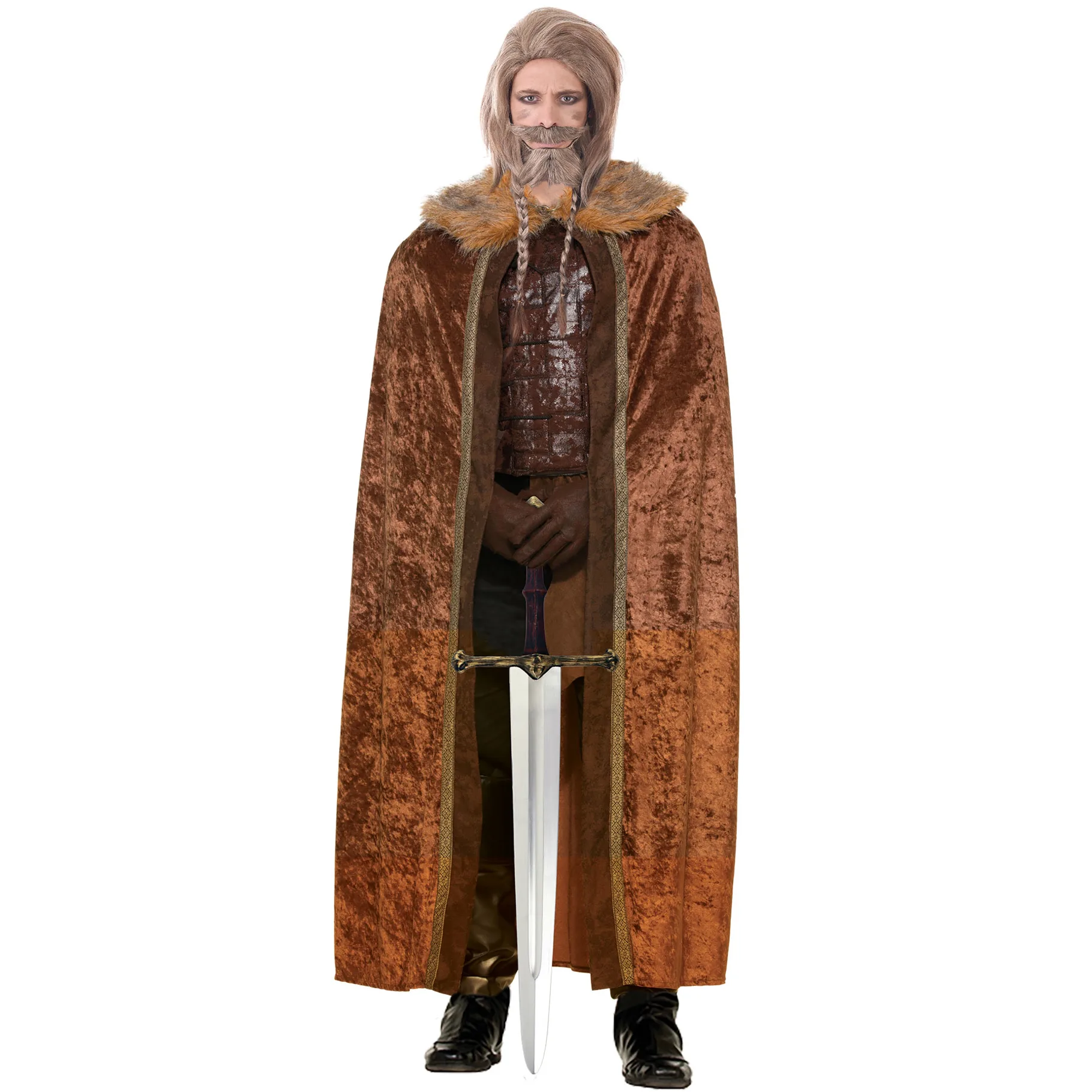 Brown Fur Velvet Cape Game of Thrones Medieval Cloak Renaissance Viking Costume - image d22155_2 on https://www.abracadabrafancydress.com.au