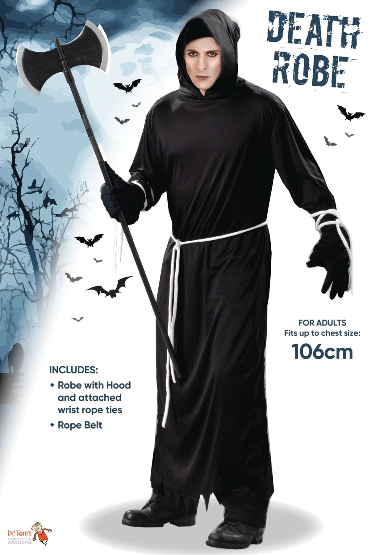 Phantom Of Darkness Robe Horror Halloween Grim Reaper Ghost Scream Costume - image d21045_1 on https://www.abracadabrafancydress.com.au