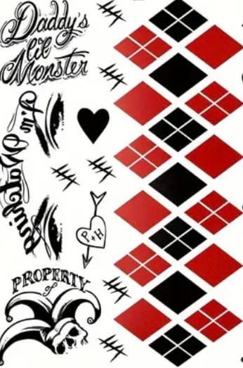 Tattoos Suicide Squad The Joker Harley Quinn Temporary Tattoo Cosplay Halloween - image IMG_2023 on https://www.abracadabrafancydress.com.au