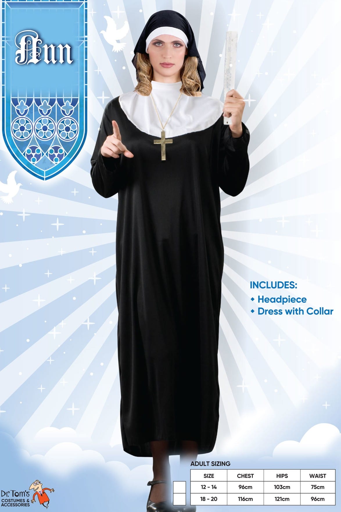 Nun Costume - image d21043_1 on https://www.abracadabrafancydress.com.au