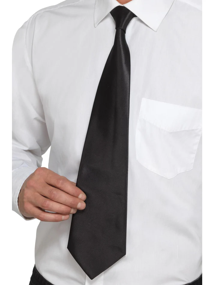 Tie Black Satin Neck Deluxe Tie Gangster - image  on https://www.abracadabrafancydress.com.au