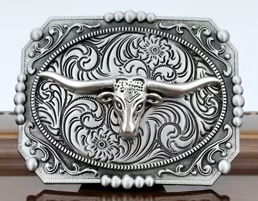 Western Cowboy Silver Belt Buckle Long Horn Texas Bull Metal Buckles Wild West - image d66e7bed-a8df-476b-88b7-fb3bbfbe5427 on https://www.abracadabrafancydress.com.au