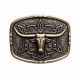 Western Cowboy Bronze Gold Belt Buckle Long Horn Texas Bull Metal Alloy Buckles - image  on https://www.abracadabrafancydress.com.au