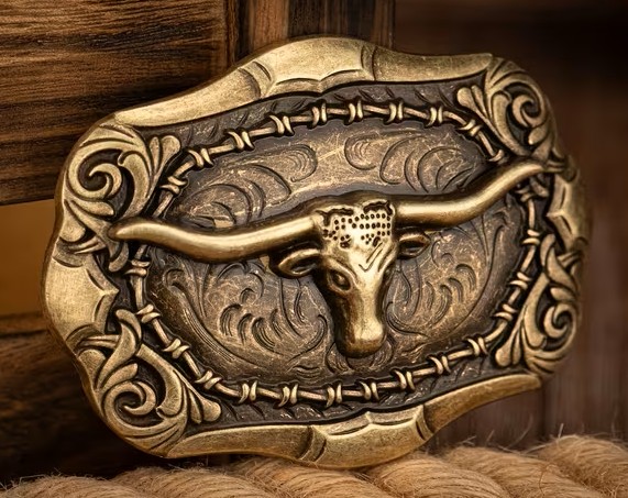 Western Cowboy Bronze Gold Belt Buckle Long Horn Texas Bull Metal Alloy Buckles - image e690d369-89ae-4a77-8142-f402aa172579-1 on https://www.abracadabrafancydress.com.au