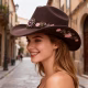 Cow Pattern Print Cowboy Cowgirl Hat With Bull Hat Band Adult Western Costume Wild West - image  on https://www.abracadabrafancydress.com.au