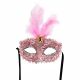 Purple and Hot Pink Glitter Face Eye Mask with Feathers Fancy Dress Venetian Masquerade Ball - image  on https://www.abracadabrafancydress.com.au
