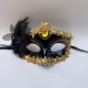 Black And Gold Face Eye Mask with Flower and Feathers Fancy Dress Venetian Masquerade Ball - image  on https://www.abracadabrafancydress.com.au