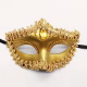 Black And Gold Face Eye Mask with Flower and Feathers Fancy Dress Venetian Masquerade Ball - image  on https://www.abracadabrafancydress.com.au