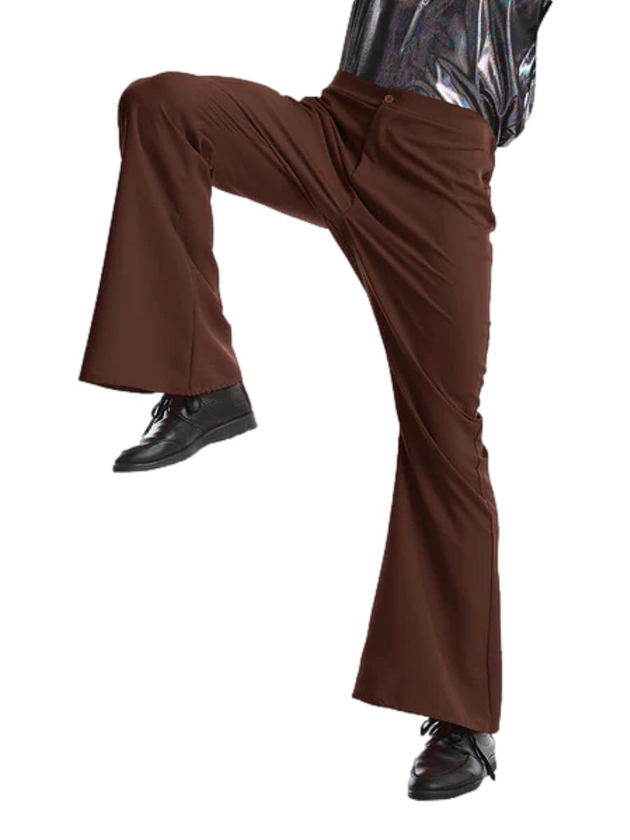 Brown Flared Pants Flare Men 70s 1970s Hippie Retro Groovy Disco 60s Trousers Costume - image  on https://www.abracadabrafancydress.com.au