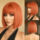 Tangerine Orange Glam Wig Bob With Fringe 1920s Womens Party Costume - image  on https://www.abracadabrafancydress.com.au